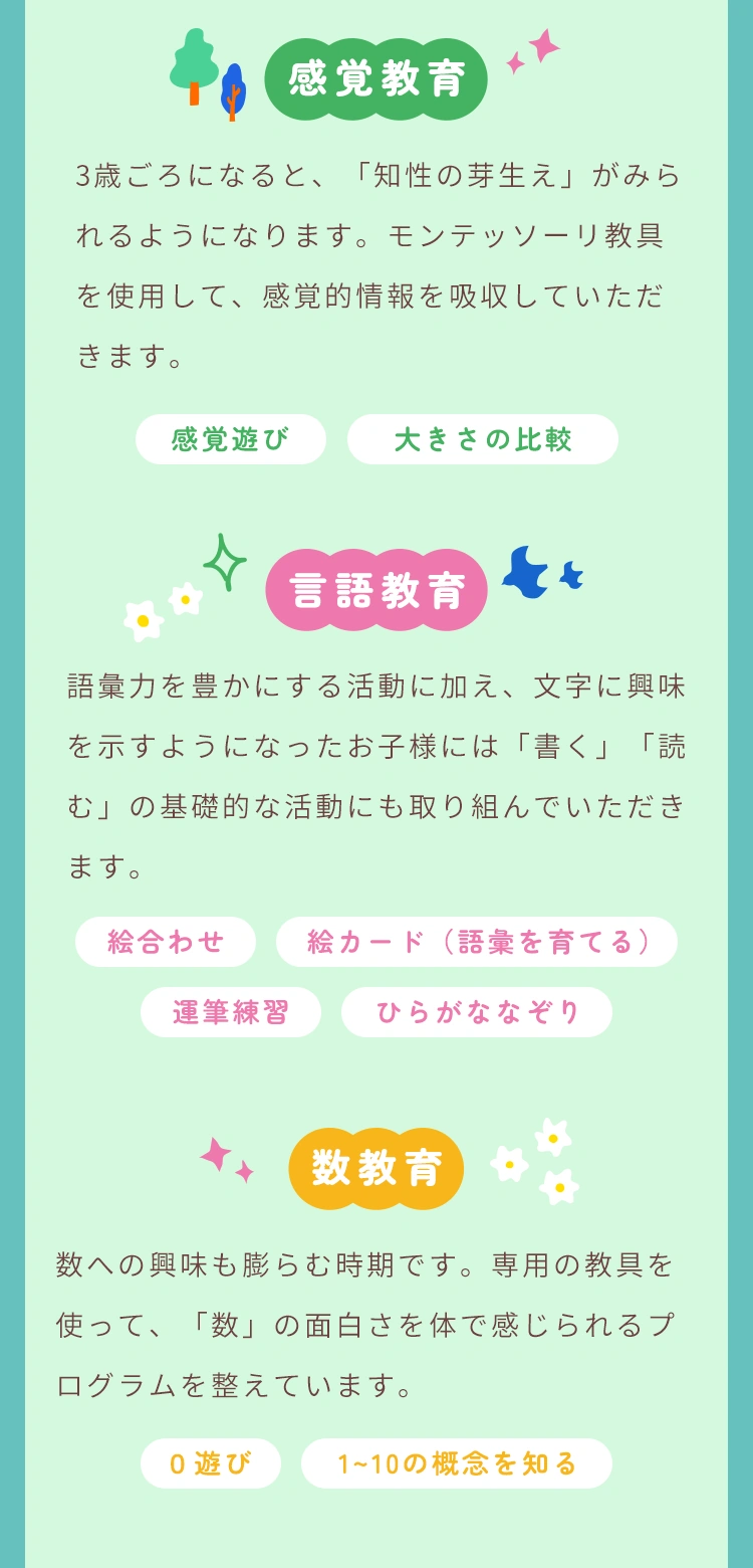 めばえクラスの感覚・言語・数教育